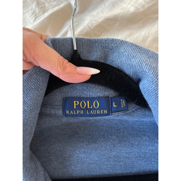 Polo Ralph Lauren Men's Blue Cotton 1/4 Zip Pullover Sweater Size L - Picture 4 of 5